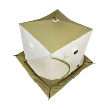 Палатка КУБ 2 Premium Long (трехслойная), оливковый-белый, Следопыт