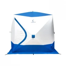 Палатка КУБ 4, 2,15x2,15 м, трехслойная, бело-синяя, Следопыт