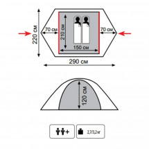 Палатка Tramp Lite Tourist 2-местная, зеленый